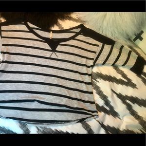 Black & Grey, loose fitting, striped top